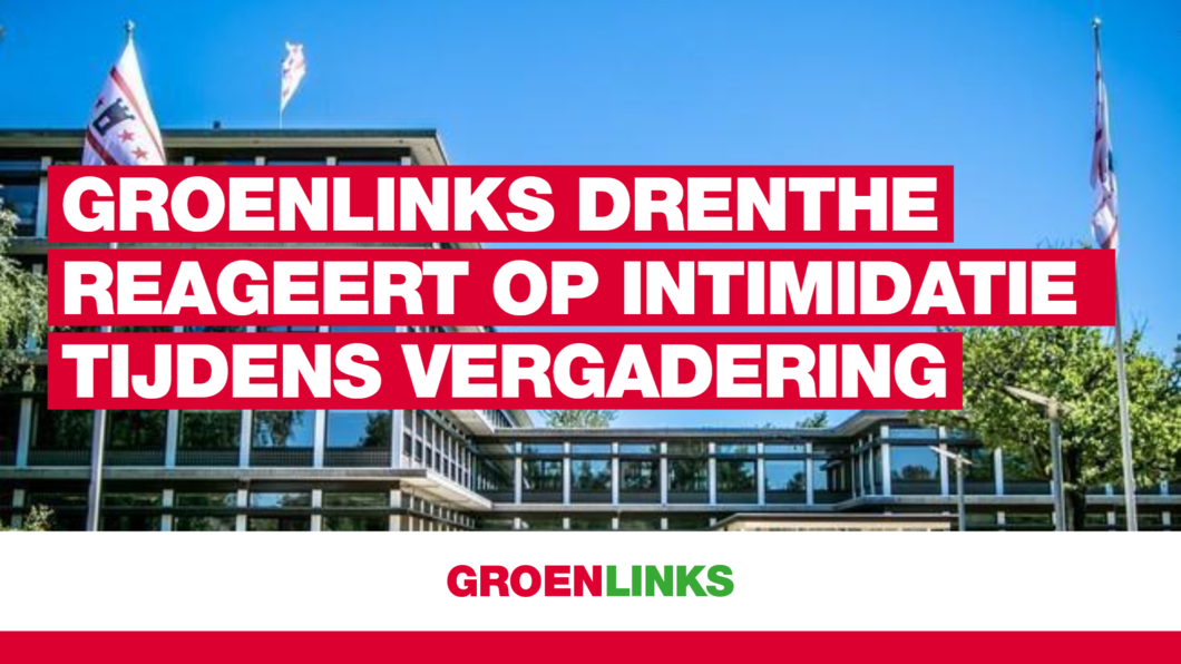 Foto provinciehuis met tekst intimidatie
