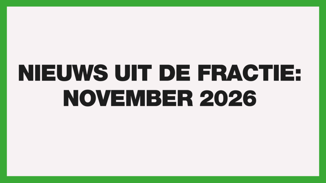 Afbeelding met de tekst: Nieuws uit de fractie: November 2026